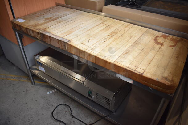 Stainless Steel Commercial Table w/ Butcher Block Tabletop and Under Shelf. 60x25x36 - Image 3 of 5