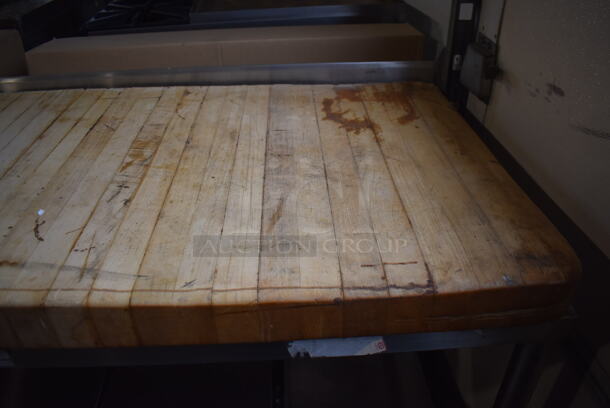 Stainless Steel Commercial Table w/ Butcher Block Tabletop and Under Shelf. 60x25x36 - Image 4 of 5
