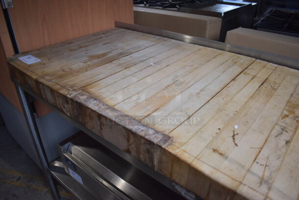 Stainless Steel Commercial Table w/ Butcher Block Tabletop and Under Shelf. 60x25x36 - Image 5 of 5