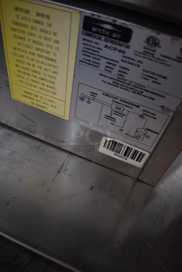 Arctic Air ACP40 Stainless Steel Commercial Countertop Refrigerated Rail. 115 Volts, 1 Phase. 40x17x12. Tested and Working! - Image 7 of 7