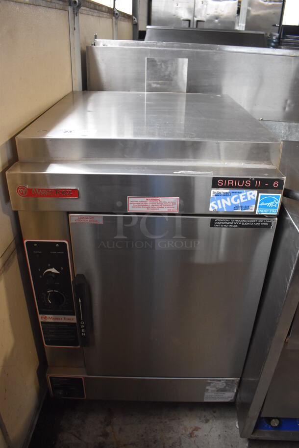 Market Forge SIRIUS II-6 Stainless Steel Commercial Single Door Natural Gas Powered Steam Cabinet. 27,000 BTU. 24x31x44