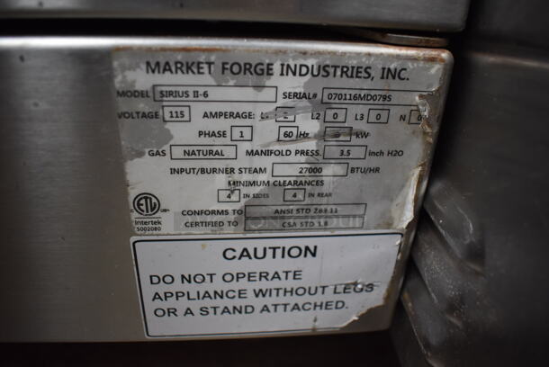Market Forge SIRIUS II-6 Stainless Steel Commercial Single Door Natural Gas Powered Steam Cabinet. 27,000 BTU. 24x31x44 - Image 6 of 7