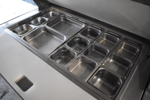 Everest EPBR2 Stainless Steel Commercial Sandwich Salad Prep Table Bain Marie Mega Top on Commercial Casters. 115 Volts, 1 Phase. 48x35x43. Tested and Working! - Image 3 of 7