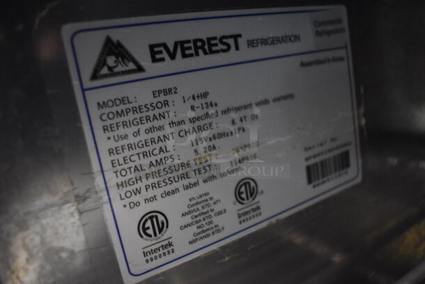 Everest EPBR2 Stainless Steel Commercial Sandwich Salad Prep Table Bain Marie Mega Top on Commercial Casters. 115 Volts, 1 Phase. 48x35x43. Tested and Working! - Image 6 of 7