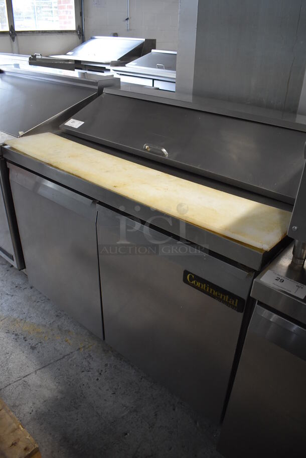 Continental SW48-12 Stainless Steel Commercial Sandwich Salad Prep Table Bain Marie Mega Top on Commercial Casters. 115 Volts, 1 Phase. 48x31x42. Tested and Working! - Image 1 of 8