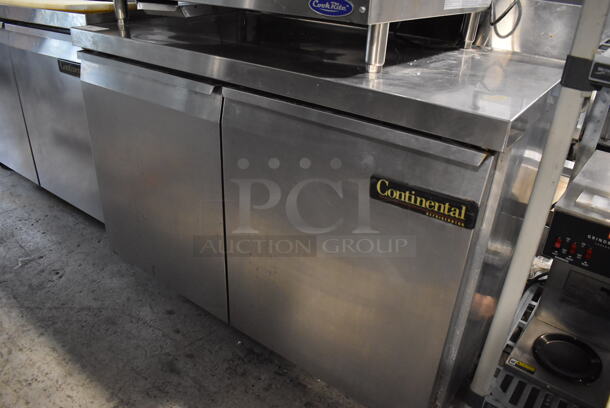 Continental SW48-SS Stainless Steel Commercial 2 Door Work Top Cooler on Commercial Casters. 115 Volts, 1 Phase. 48x30x40. Tested and Working!