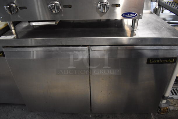 Continental SW48-SS Stainless Steel Commercial 2 Door Work Top Cooler on Commercial Casters. 115 Volts, 1 Phase. 48x30x40. Tested and Working! - Image 2 of 6