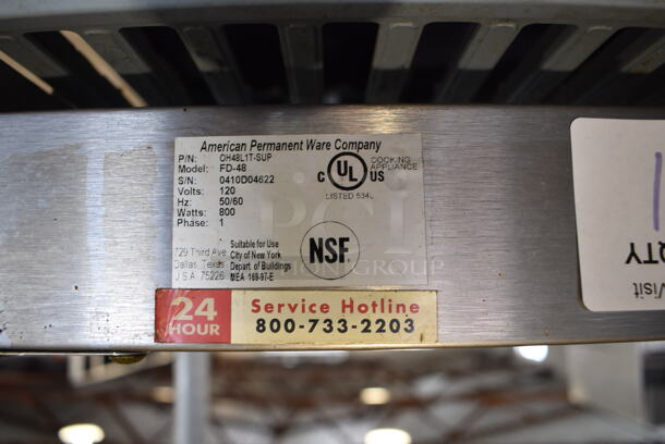 American Permanent Ware FD-48 Stainless Steel Commercial Heat Strip. 120 Volts, 1 Phase. 48x16x3 - Image 2 of 4