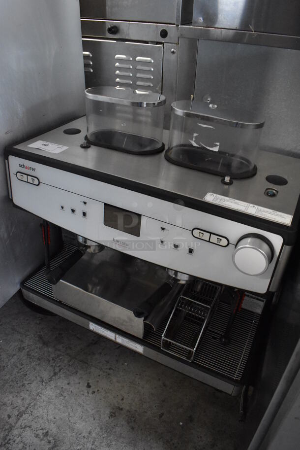 Schaerer Barista Stainless Steel Commercial Countertop 2 Group Espresso Machine w/ 2 Portafilters, 2 Steam Wands and 2 Hoppers. 208 Volts, 1 Phase. 29x23x31 - Image 2 of 6