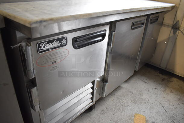 Leader Stainless Steel Commercial Pizza Prep Table w/ Oversized Marble Cutting Board on Commercial Casters. 72x36x46. Tested and Powers On But Does Not Get Cold - Image 4 of 11