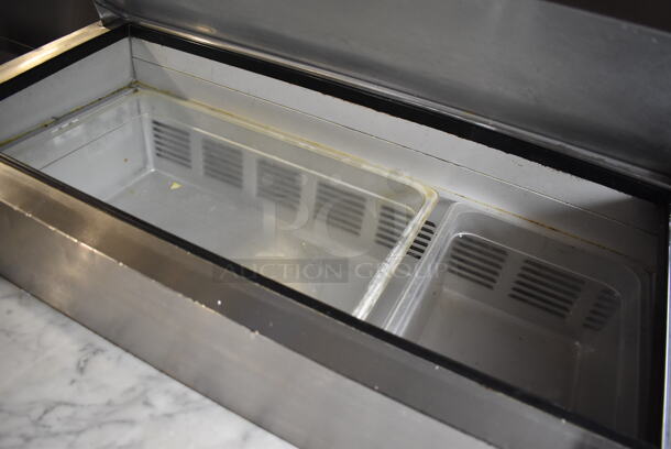 Leader Stainless Steel Commercial Pizza Prep Table w/ Oversized Marble Cutting Board on Commercial Casters. 72x36x46. Tested and Powers On But Does Not Get Cold - Image 5 of 11