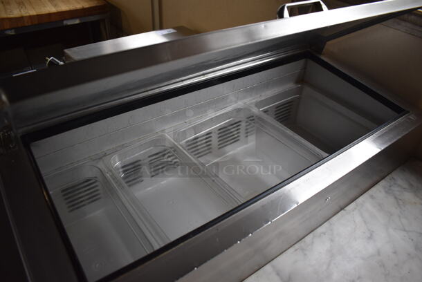 Leader Stainless Steel Commercial Pizza Prep Table w/ Oversized Marble Cutting Board on Commercial Casters. 72x36x46. Tested and Powers On But Does Not Get Cold - Image 6 of 11