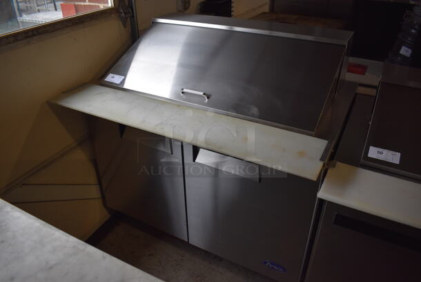 Atosa MSF8306GR Stainless Steel Commercial Sandwich Salad Prep Table Bain Marie Mega Top on Commercial Casters. 115 Volts, 1 Phase. 48x37x48. Tested and Working! - Image 1 of 7