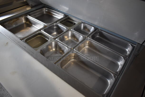 Arctic Air AMT48R Stainless Steel Commercial Sandwich Salad Prep Table Bain Marie Mega Top on Commercial Casters. 115 Volts, 1 Phase. 48x35x43. Tested and Powers On But Does Not Get Cold - Image 3 of 7