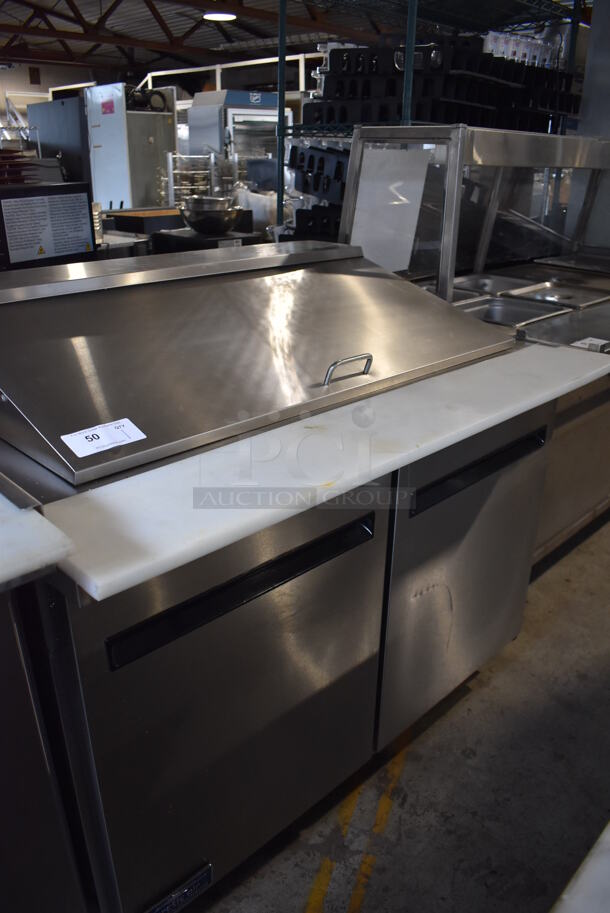 Arctic Air AMT48R Stainless Steel Commercial Sandwich Salad Prep Table Bain Marie Mega Top on Commercial Casters. 115 Volts, 1 Phase. 48x35x43. Tested and Powers On But Does Not Get Cold - Image 7 of 7