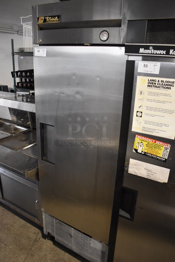 True T-23F Stainless Steel Commercial Single Door Reach In Freezer w/ Poly Coated Racks on Commercial Casters. 115 Volts, 1 Phase. 27x30x83. Tested and Powers On But Does Not Get Cold - Image 3 of 7