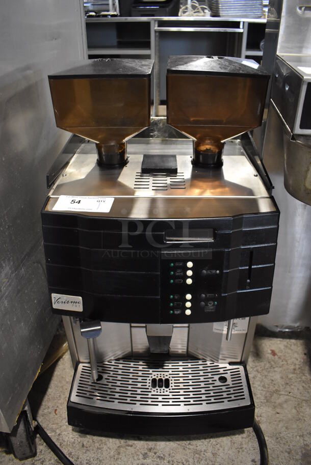 Schaerer Verismo 701 Metal Commercial Countertop Automatic Espresso Machine w/ 2 Hoppers. Missing 1 Lid. 208-240 Volts, 1 Phase. 17x19x32 - Image 1 of 8