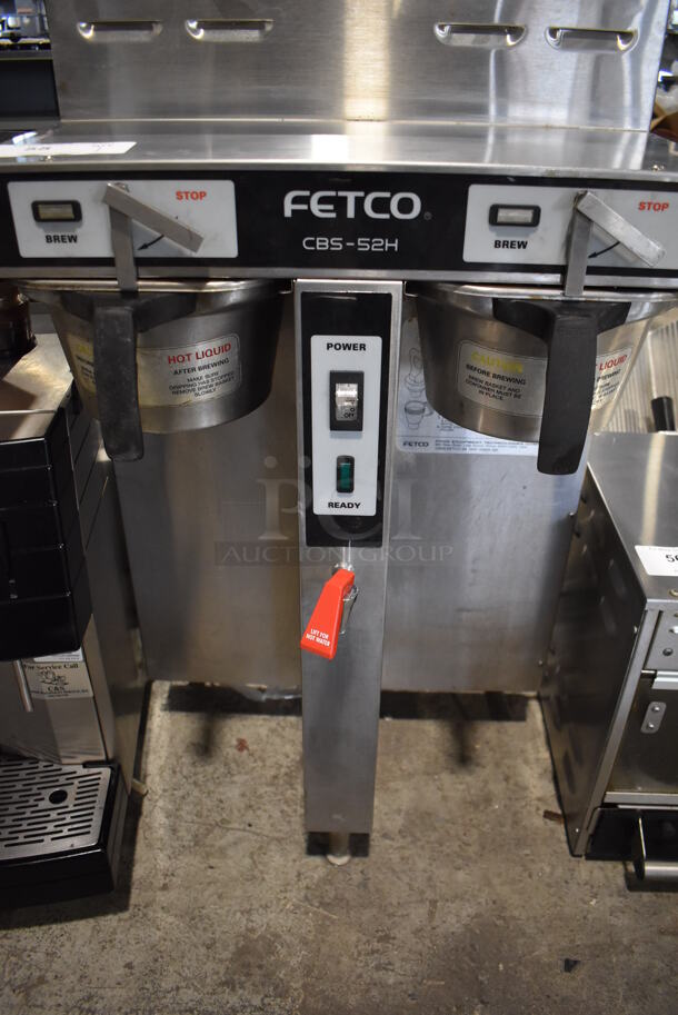 Fetco CBS-52H15 Stainless Steel Commercial Countertop Dual Coffee Machine w/ Hot Water Dispenser and 2 Metal Brew Baskets and 2 Servers. 120/208-240 Volts, 1 Phase. 21x17x37 - Image 4 of 5