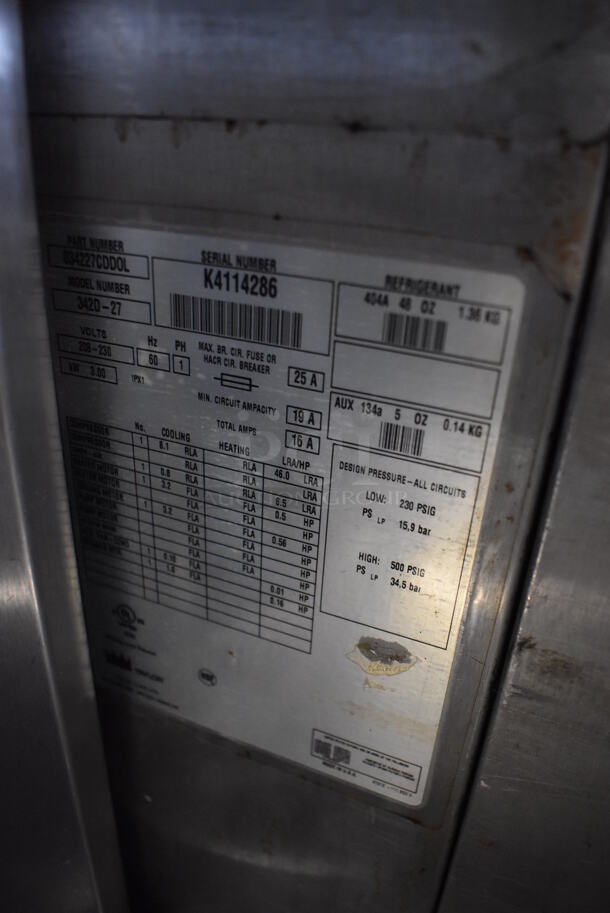 Taylor 342D-27 Stainless Steel Commercial Floor Style Air Cooled 2 Flavor Frozen Beverage Machine w/ Drink Mixer Attachment on Commercial Casters. 208-230 Volts, 1 Phase. 26x34x60 - Image 10 of 10
