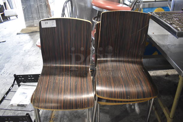 6 Wood Pattern Dining Chairs on Metal Legs. 17x17x35. 6 Times Your Bid! - Image 2 of 3