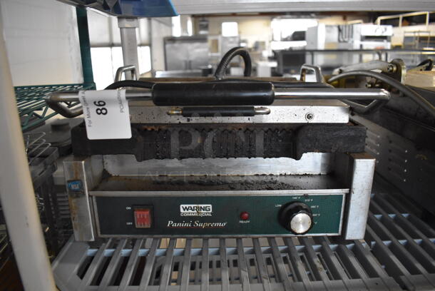 Waring Panini Supremo Stainless Steel Commercial Countertop Electric Powered Panini Press. 120 Volts, 1 Phase. 16x19x9. Tested and Working! - Image 1 of 5