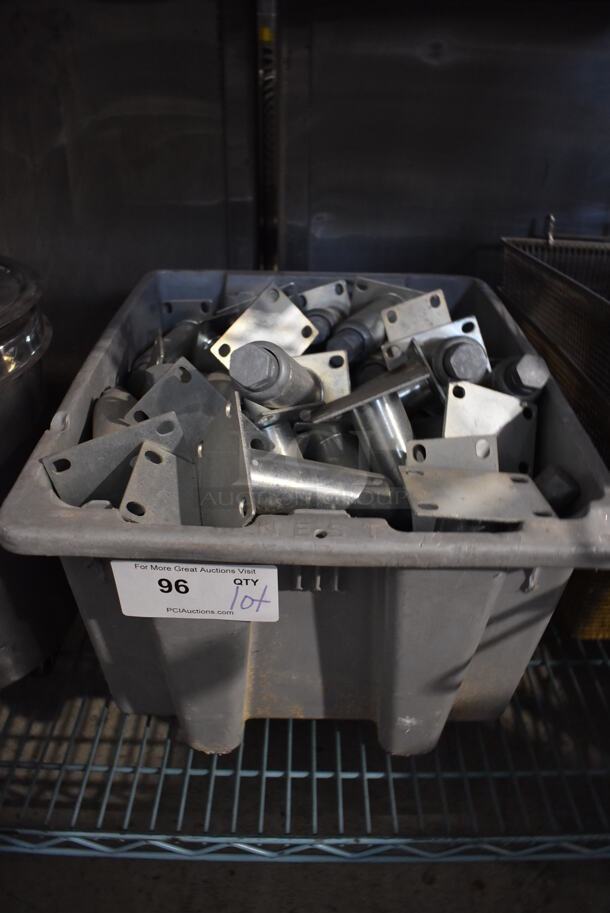 ALL ONE MONEY! Lot of Metal Legs in Gray Poly Bin! - Image 1 of 3