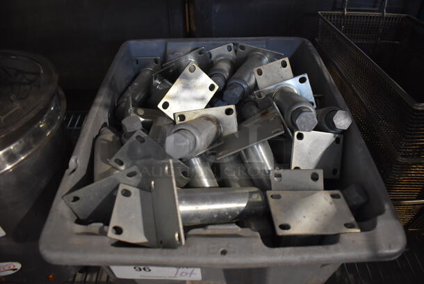 ALL ONE MONEY! Lot of Metal Legs in Gray Poly Bin! - Image 2 of 3