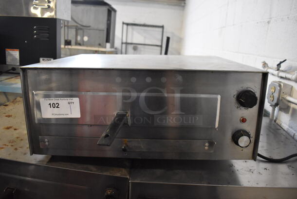J&J Snack Foods JJ560E Stainless Steel Commercial Countertop Electric Powered Pizza Oven / Snack Oven. 120 Volts, 1 Phase. 23.5x20x10.5. Tested and Working!