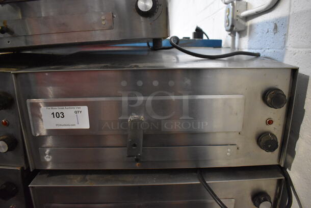 J&J Snack Foods JJ560E Stainless Steel Commercial Countertop Electric Powered Pizza Oven / Snack Oven. 120 Volts, 1 Phase. 23.5x20x10.5. Tested and Working! - Image 1 of 4