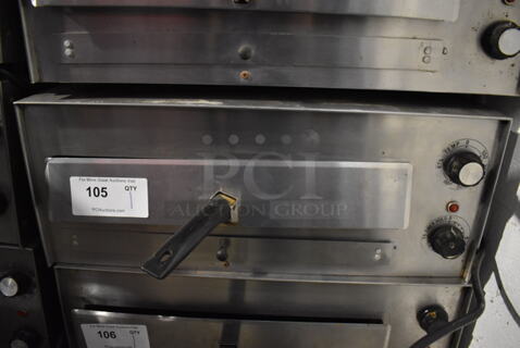 J&J Snack Foods JJ560E Stainless Steel Commercial Countertop Electric Powered Pizza Oven / Snack Oven. 120 Volts, 1 Phase. 23.5x20x10.5. Tested and Working!
