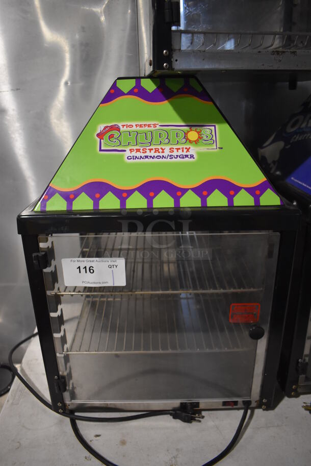 J&J Snack Foods JJ690-16 Metal Commercial Countertop Warming Display Case Merchandiser. 120 Volts, 1 Phase. 17.5x17.5x25. Tested and Working!
