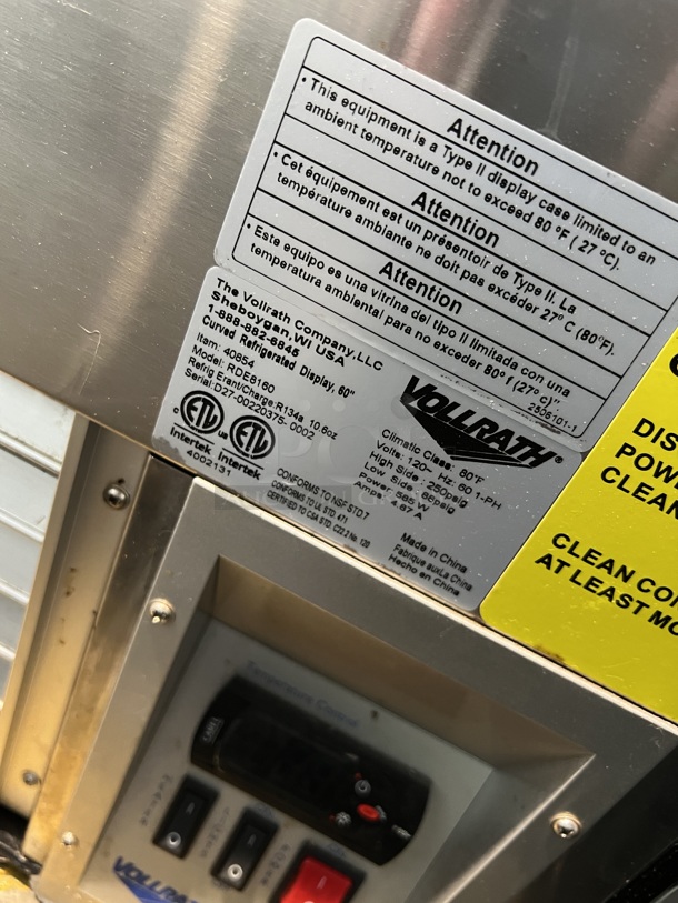 Vollrath RDE8160 Metal Commercial Countertop Display Merchandiser. 115 Volts, 1 Phase. 57x22x31. Tested and Powers On But Does Not Get Cold - Image 6 of 6