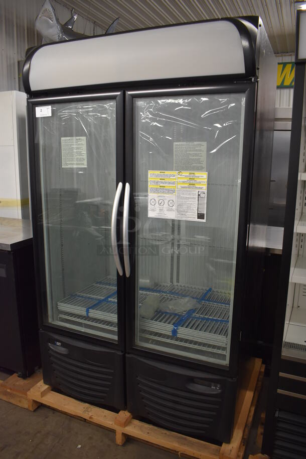 LIKE NEW! 2017 Minus Forty 43-UDGF-X1-1C000-BK-8SHELF Stainless Steel Commercial 2 Door Reach In Freezer Merchandiser w/ Poly Coated Racks. 115 Volts, 1 Phase. Unit Has Only Been Used a Few Times! Tested and Working!