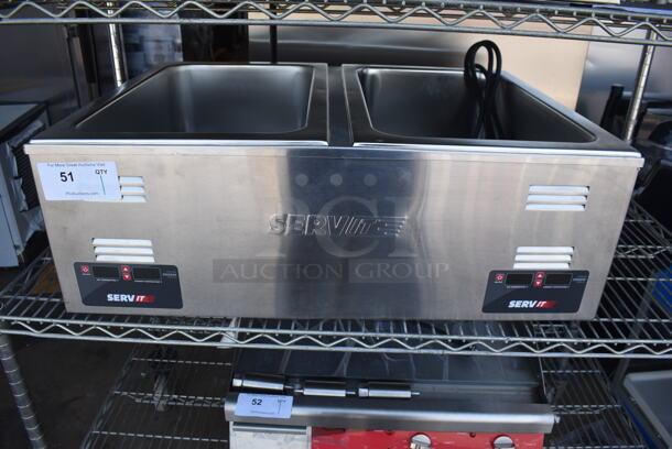 LIKE NEW! ServIt 423FW200D Stainless Steel Commercial Countertop 2 Well Food Warmer. Unit Has Only Been Used a Few Times! 120 Volts, 1 Phase. Tested and Working!