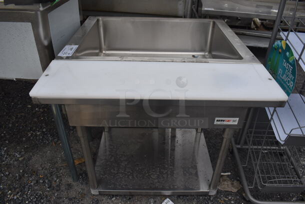 BRAND NEW! ServIt CFT2 Stainless Steel 2 Pan Ice-Cooled Cold Food Table with Undershelf. 