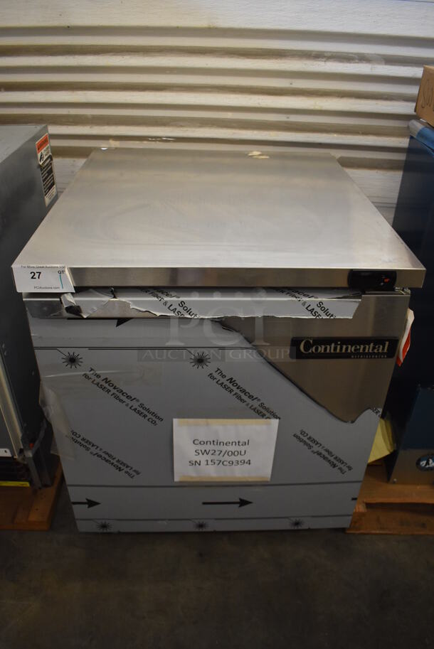 LIKE NEW! Continental SW27 Stainless Steel Commercial Single Door Undercounter Cooler on Commercial Casters. 115 Volts, 1 Phase. Unit Has Only Been Used a Few Times! Tested and Working!