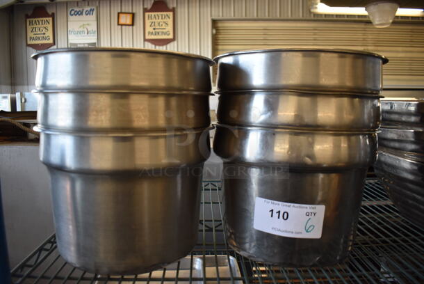 6 Stainless Steel Cylindrical Drop In Bins. 6 Times Your Bid!