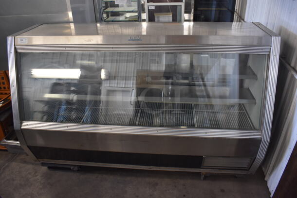 GEM Stainless Steel Commercial Floor Style Deli Display Case Merchandiser. Tested and Powers On But Does Not Get Cold