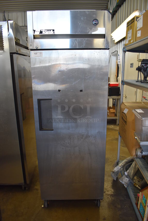 2010 True TG1F-1S ENERGY STAR Stainless Steel Commercial Single Door Reach In Freezer w/ Poly Coated Racks on Commercial Casters. 115 Volts, 1 Phase. Tested and Working!