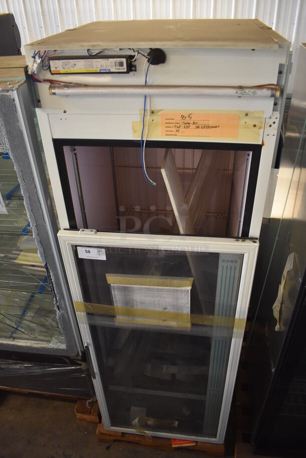 Turbo Air TGF-23F Metal Commercial Single Door Reach In Freezer Merchandiser. Door Needs To Be Reattached. 115 Volts, 1 Phase. Tested and Does Not Power On