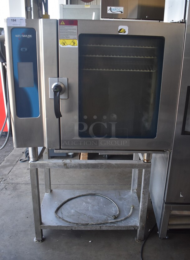 2014 Alto Shaam Model 10.10 ESI Stainless Steel Commercial Electric Powered Combitherm Convection Oven w/ View Through Door on Stand. 208-240 Volts, 3 Phase. 