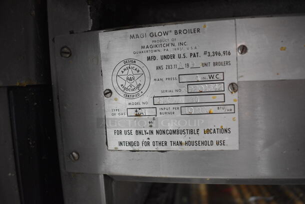 Magikitch'n Magi Glow Broiler Model FMSMB 30 Commercial Stainless Steel Natural Gas Powered Radiant Charbroiler Including 2 Brushes On Commercial Casters.   - Image 8 of 8