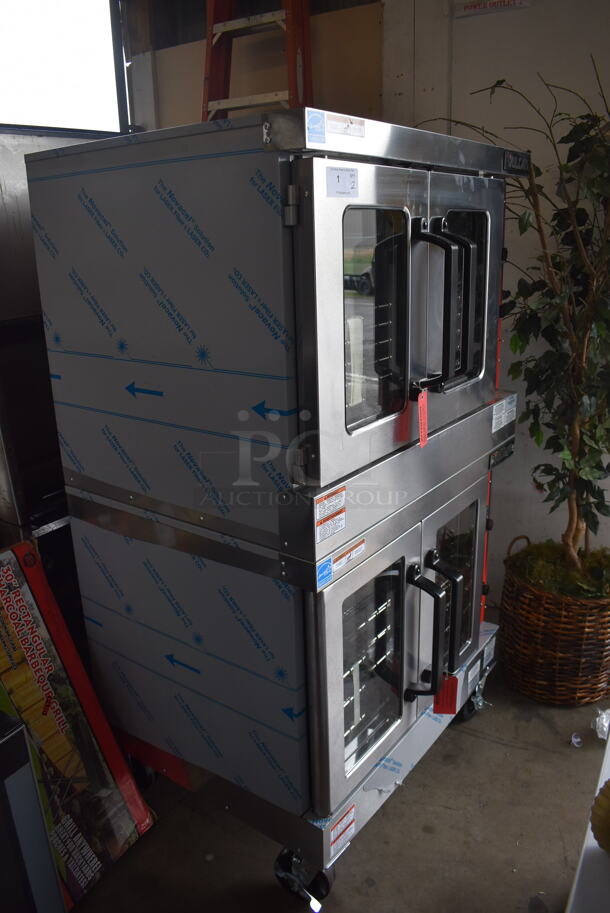 BRAND NEW! 2 Vulcan Electric Powered VC5ED/VC4ED Two Door Double Stack Convection Oven With Metal Racks on Commercial Casters. Tested and Working! 208 Volts and 240 Volts 1 or 3 Phase. 2 Times Your Bid! - Image 2 of 11