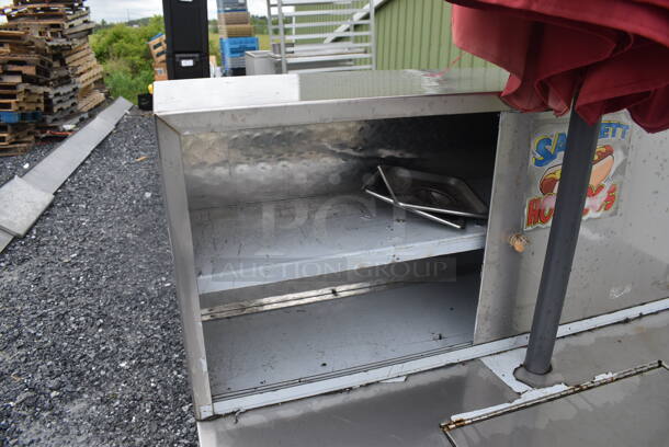 Metal Commercial Hot Dog Cart w/ Trailer Attachment and Patio Umbrella - Image 5 of 11