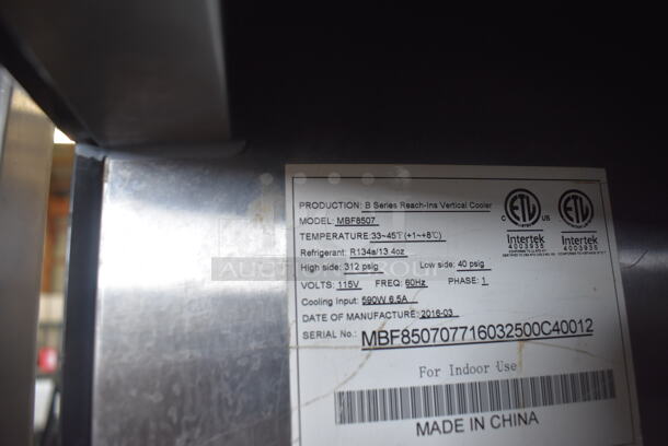 2016 Atosa MBF8507 Intertek Commercial Stainless Steel Two-Door Reach In Cooler With Polycoated Racks 115V, 1 Phase. Tested and Powers On But Does Not Get Cold - Image 6 of 6