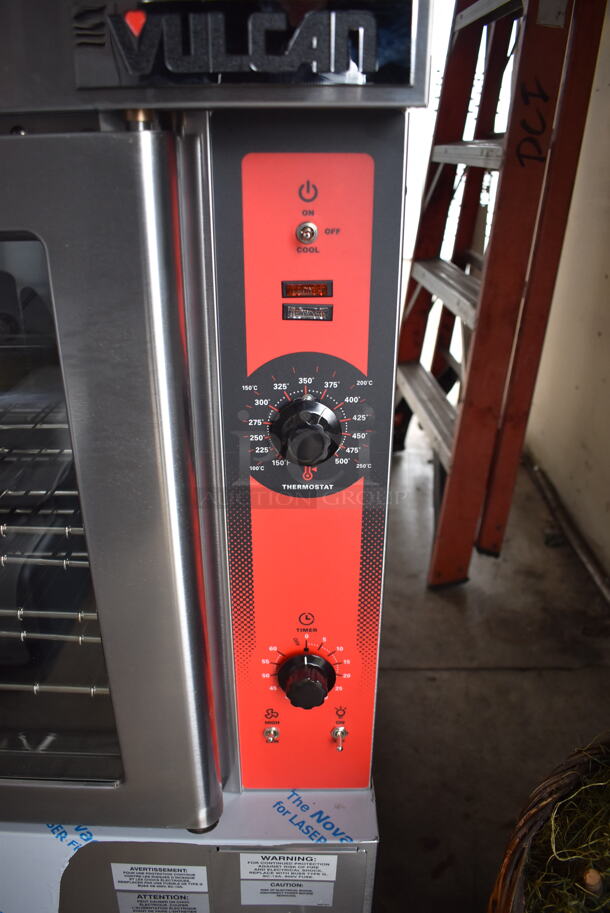 BRAND NEW! 2 Vulcan Electric Powered VC5ED/VC4ED Two Door Double Stack Convection Oven With Metal Racks on Commercial Casters. Tested and Working! 208 Volts and 240 Volts 1 or 3 Phase. 2 Times Your Bid! - Image 7 of 11