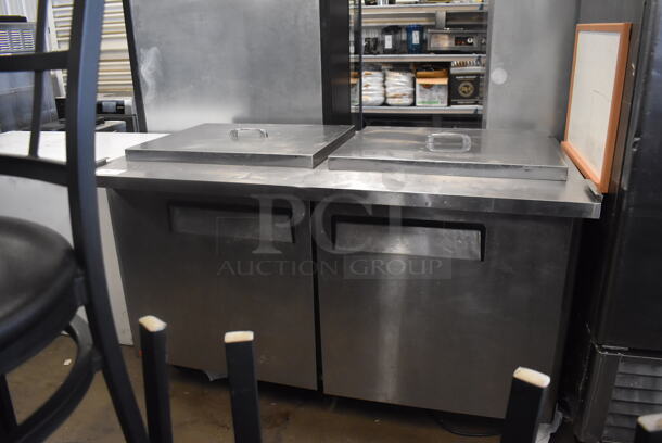 Turbo Air MST-60-24 Commercial Stainless Steel Mega Top Salad/Sandwich Prep Table With Drop-In Pans And Polycoated Racks With Two-Door Refrigerated Base on Commercial Casters. 115V. Tested and Working! - Image 1 of 9