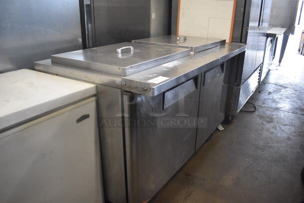 Turbo Air MST-60-24 Commercial Stainless Steel Mega Top Salad/Sandwich Prep Table With Drop-In Pans And Polycoated Racks With Two-Door Refrigerated Base on Commercial Casters. 115V. Tested and Working! - Image 2 of 9