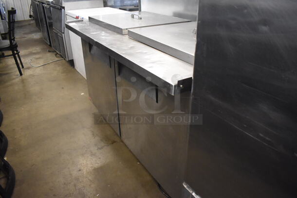 Turbo Air MST-60-24 Commercial Stainless Steel Mega Top Salad/Sandwich Prep Table With Drop-In Pans And Polycoated Racks With Two-Door Refrigerated Base on Commercial Casters. 115V. Tested and Working! - Image 3 of 9