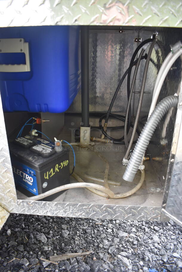 Metal Commercial Hot Dog Cart w/ Trailer Attachment and Patio Umbrella - Image 11 of 11